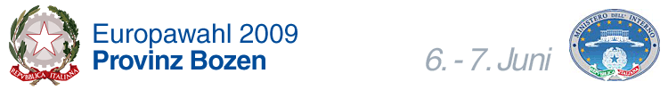 Europawahl 2009 - Provinz Bozen | 6. - 7. Juni | Ministero dell'Interno - Repubblica Italiana