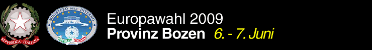 Europawahl 2009 - Provinz Bozen | 6. - 7. Juni | Ministero dell'Interno - Repubblica Italiana
