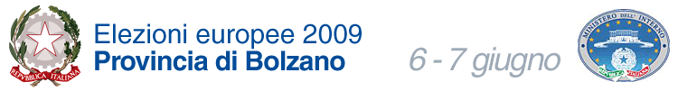 Elezioni europee 2009 - Provincia di Bolzano | 6 - 7 giugno | Ministero dell'Interno - Repubblica Italiana